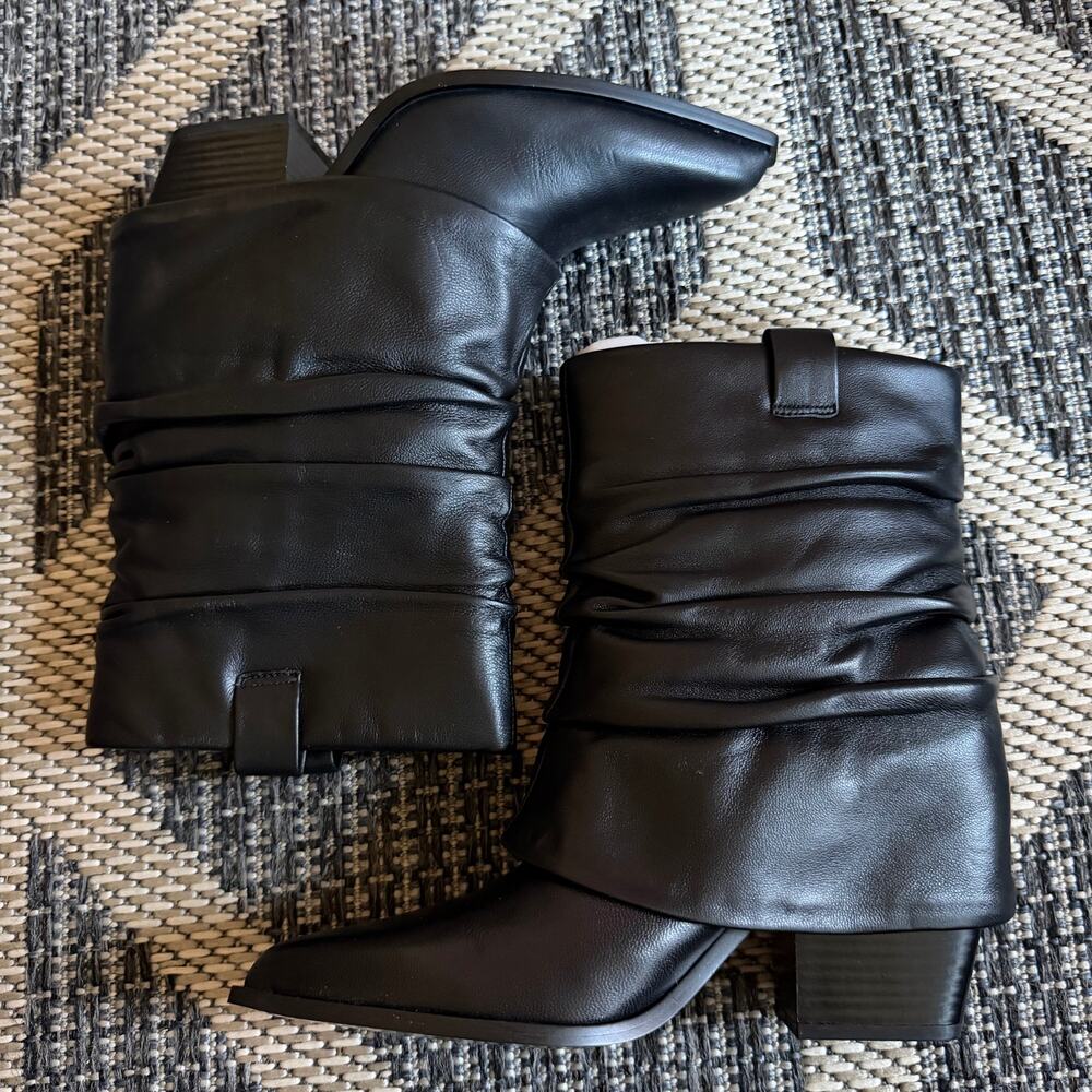 D'Amelio Footwear Savella Black Leather Slouchy Western Booties Size 9M - Picture 3 of 10